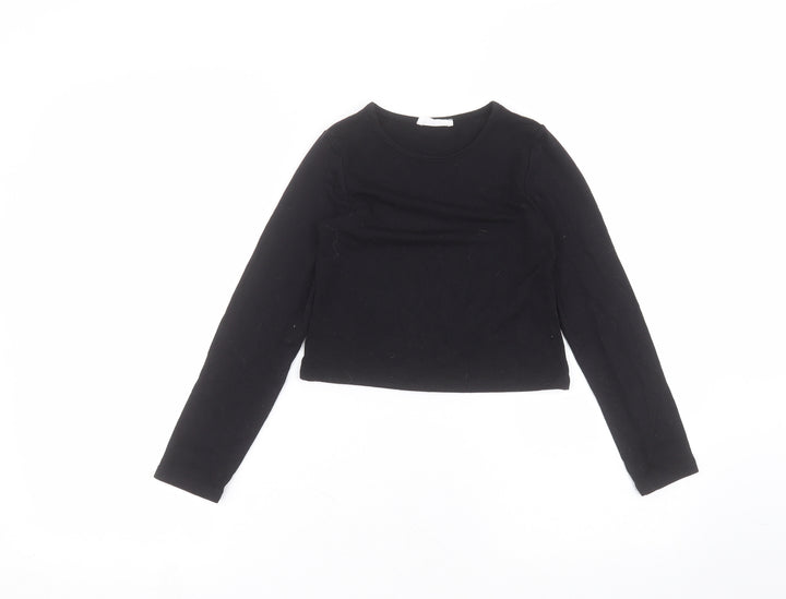 Primark Girls Black  Polyester Basic T-Shirt Size 8-9 Years Round Neck