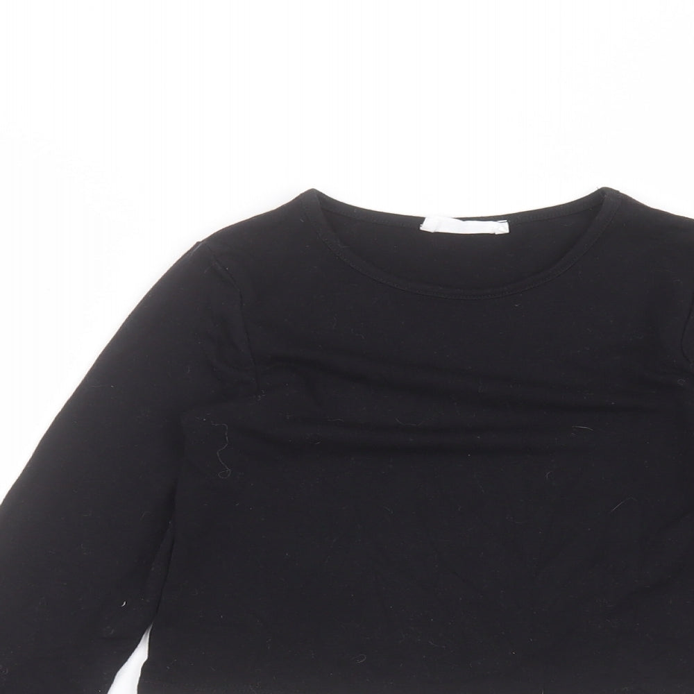 Primark Girls Black  Polyester Basic T-Shirt Size 8-9 Years Round Neck