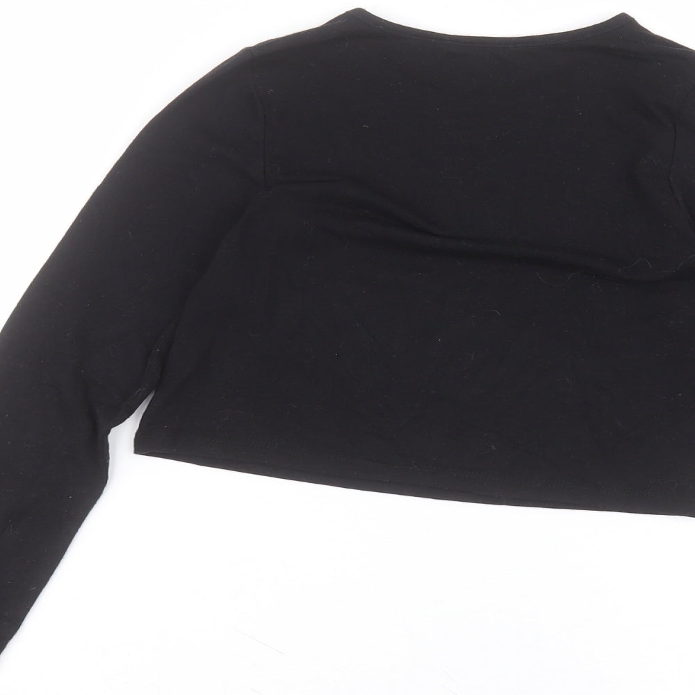 Primark Girls Black  Polyester Basic T-Shirt Size 8-9 Years Round Neck