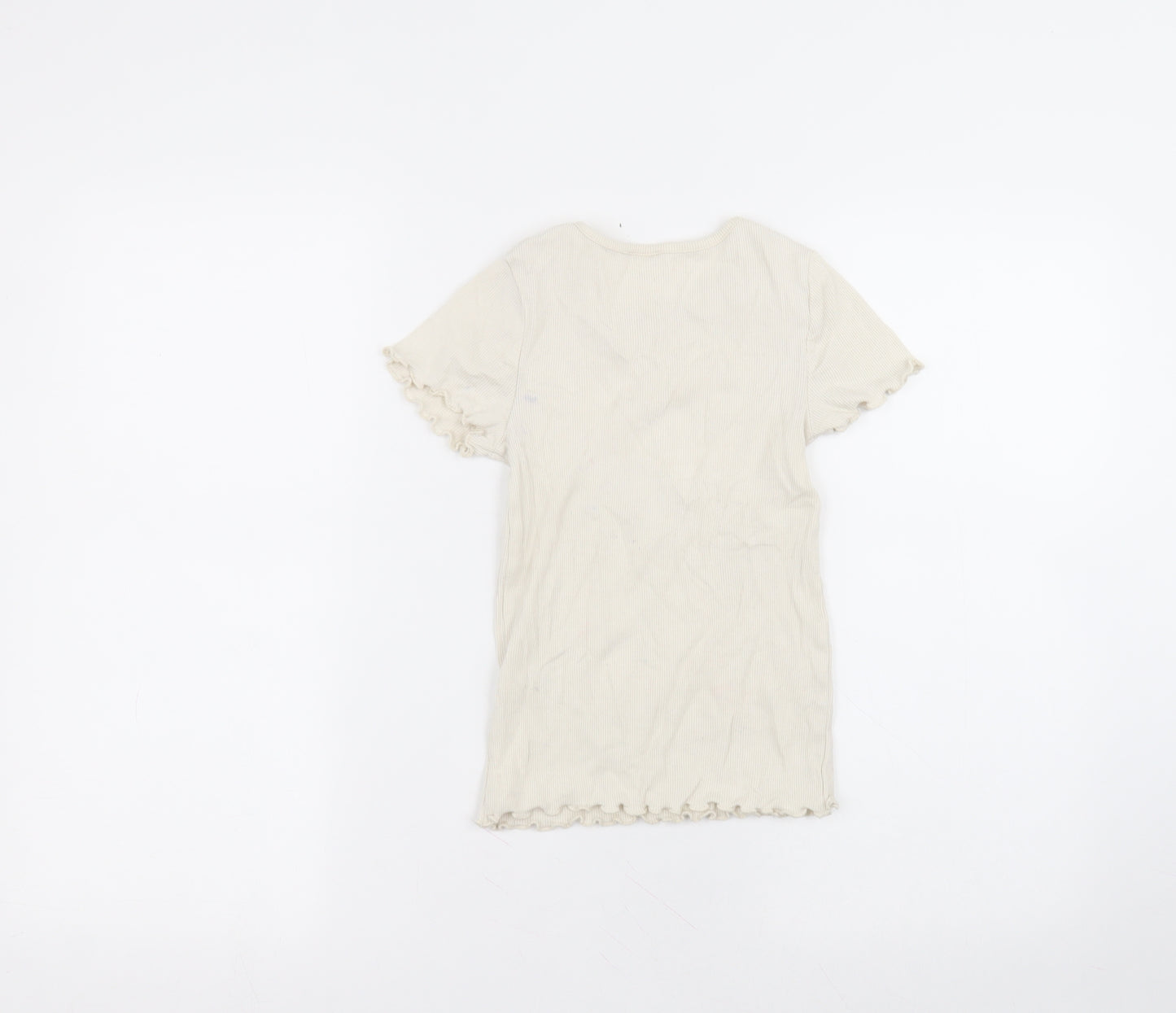 George Girls White  Cotton Basic T-Shirt Size 6-7 Years Round Neck