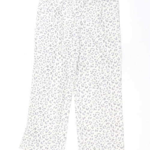 F&F Womens White Animal Print Polyester Sweatpants Trousers Size 12 L24 in Regular