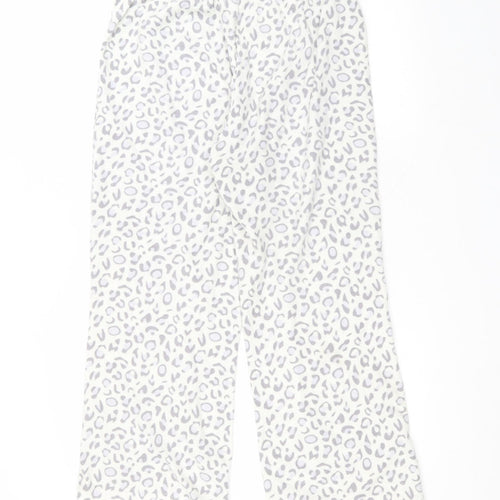 F&F Womens White Animal Print Polyester Sweatpants Trousers Size 12 L24 in Regular