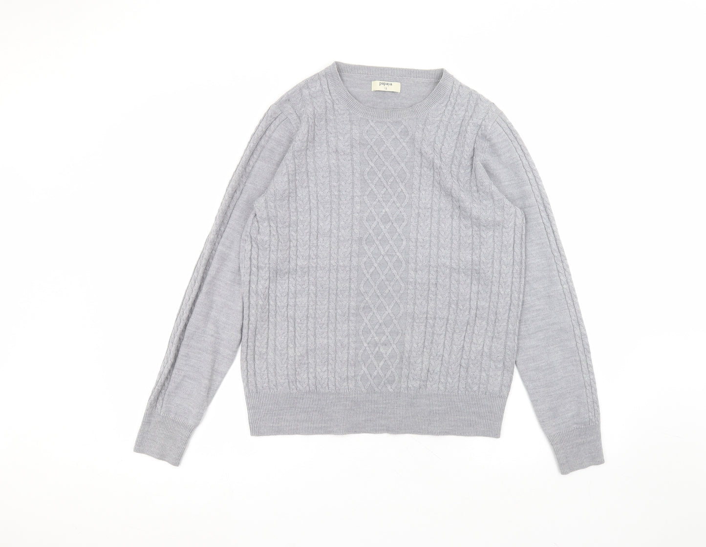 Matalan Womens Grey Round Neck  Acrylic Pullover Jumper Size 12
