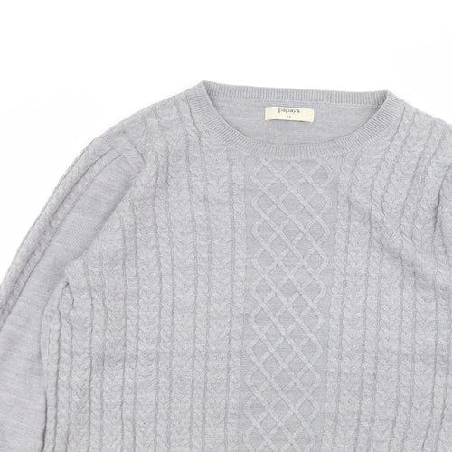 Matalan Womens Grey Round Neck  Acrylic Pullover Jumper Size 12