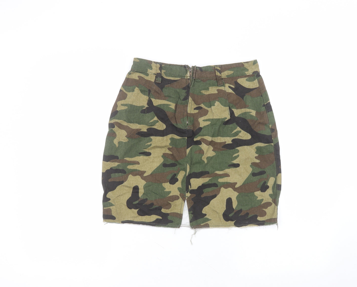 PRETTYLITTLETHING Womens Green Camouflage Cotton Mini Skirt Size 8