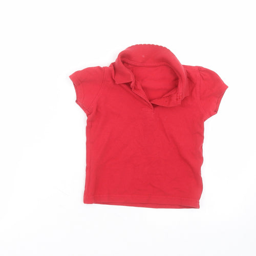 George Girls Red  Cotton Basic Polo Size 4-5 Years Collared