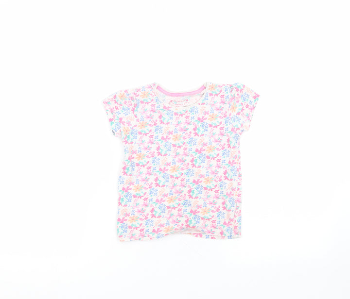 Primark Girls White  Cotton Basic T-Shirt Size 4-5 Years Round Neck