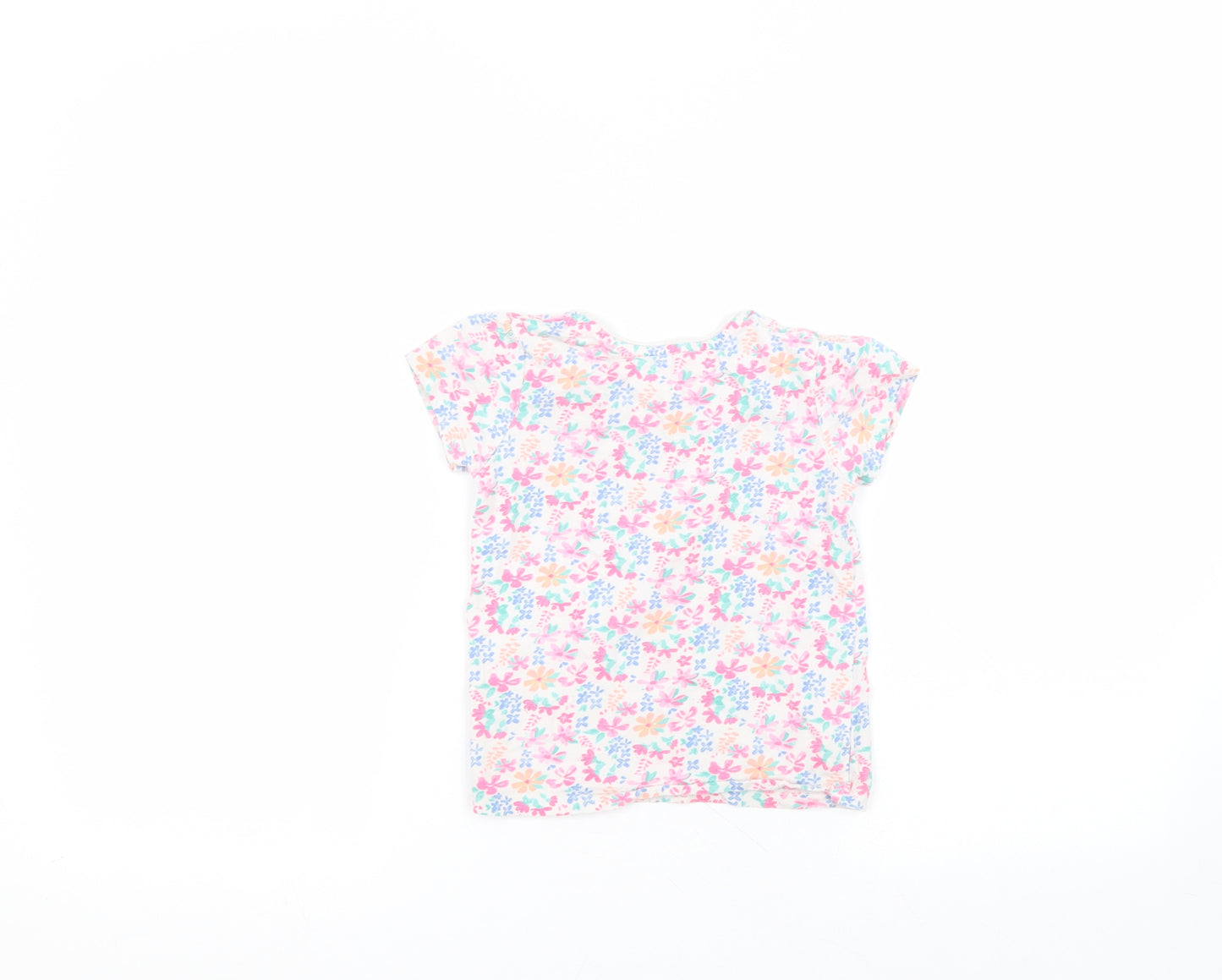 Primark Girls White  Cotton Basic T-Shirt Size 4-5 Years Round Neck