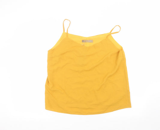 Front view of Remesh women’s yellow polyester basic blouse, size 2XL, round neck