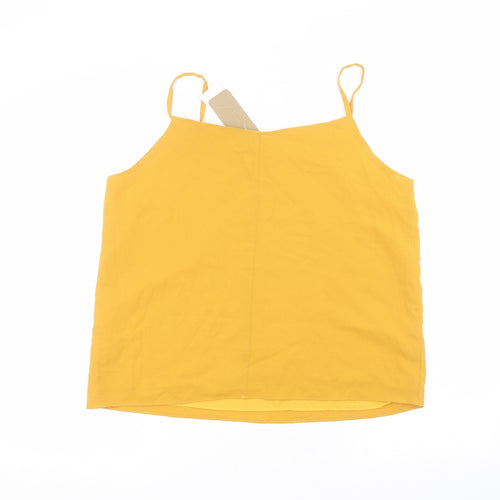 Remesh Womens Yellow  Polyester Basic Blouse Size 2XL Round Neck