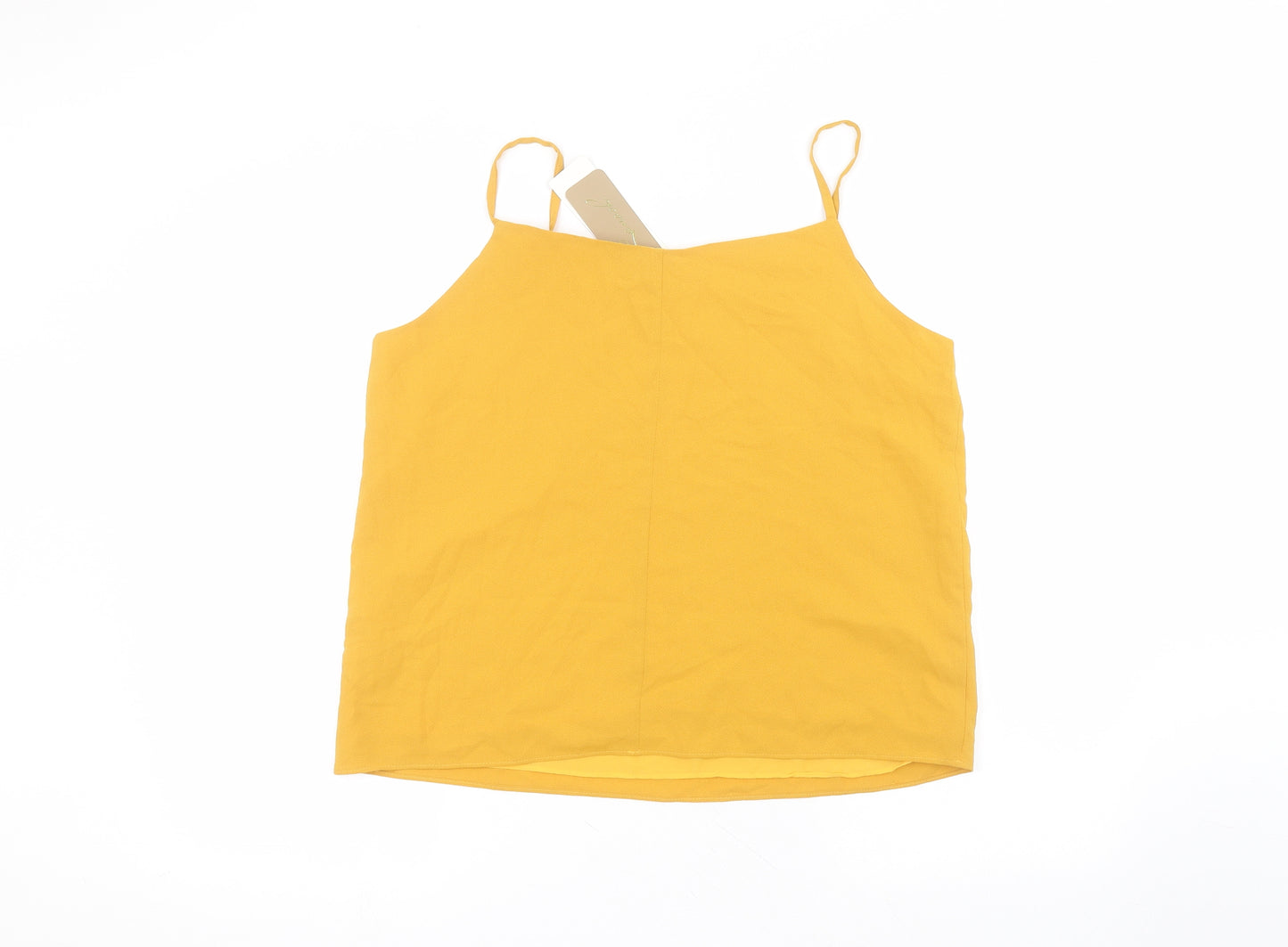 Remesh Womens Yellow  Polyester Basic Blouse Size 2XL Round Neck
