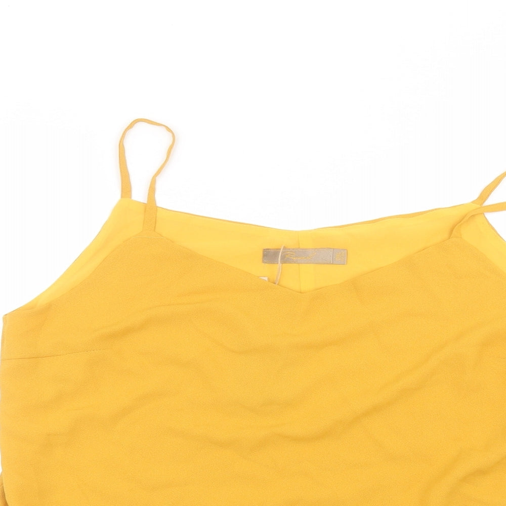 Remesh Womens Yellow  Polyester Basic Blouse Size 2XL Round Neck