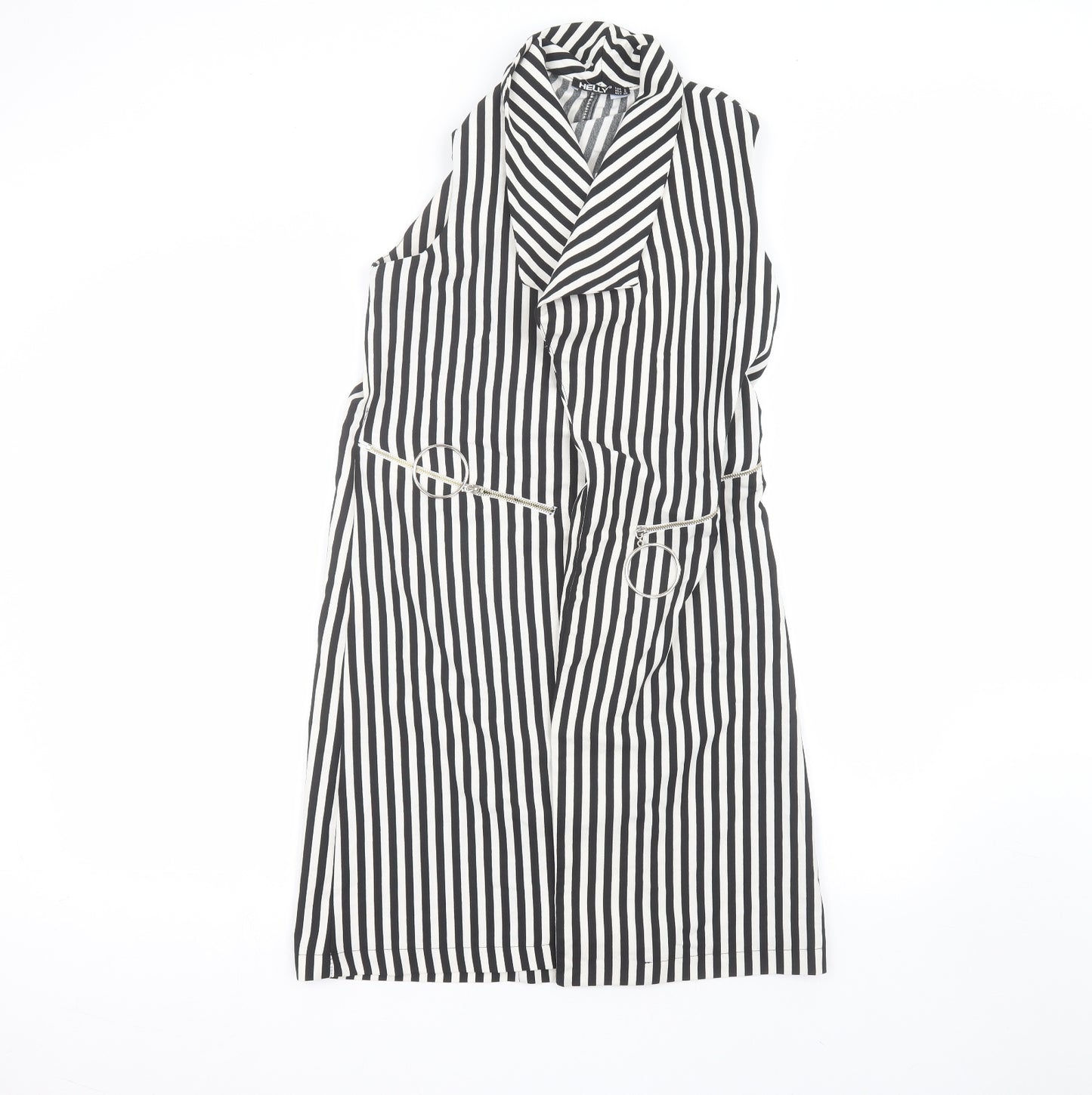 Helly Womens White Striped Polyester A-Line  Size S  Collared