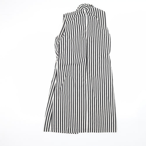 Helly Womens White Striped Polyester A-Line  Size S  Collared