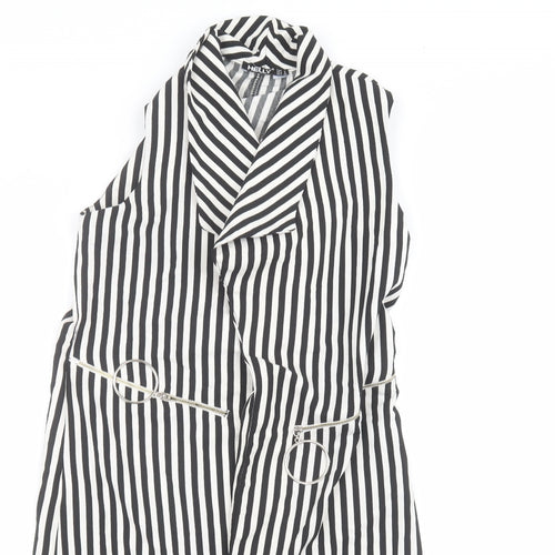 Helly Womens White Striped Polyester A-Line  Size S  Collared