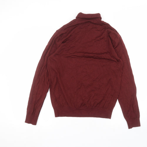 konzen Womens Red  Acrylic Basic T-Shirt Size L Roll Neck
