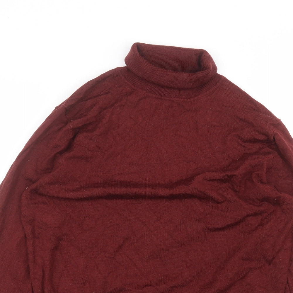 konzen Womens Red  Acrylic Basic T-Shirt Size L Roll Neck