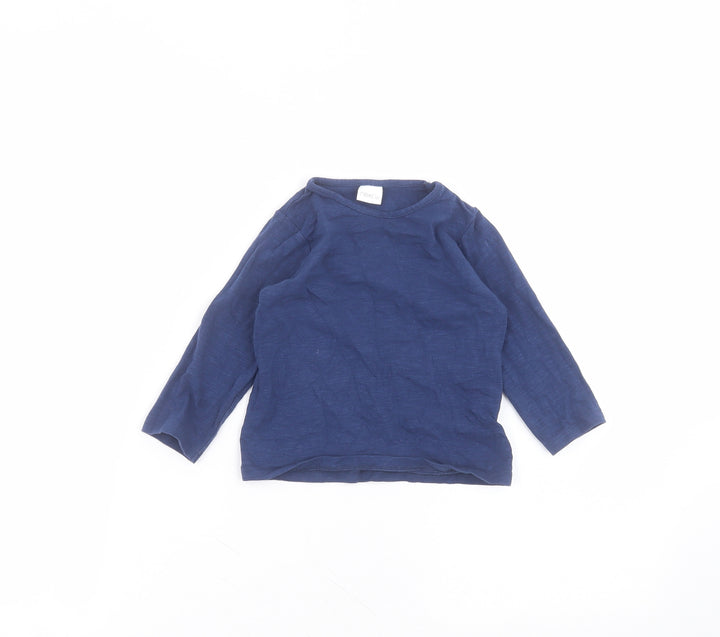 NEXT Blue Cotton Basic T-Shirt Size 12-18 Months Round Neck