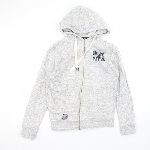Brookhaven Mens White  Cotton Full Zip Hoodie Size M