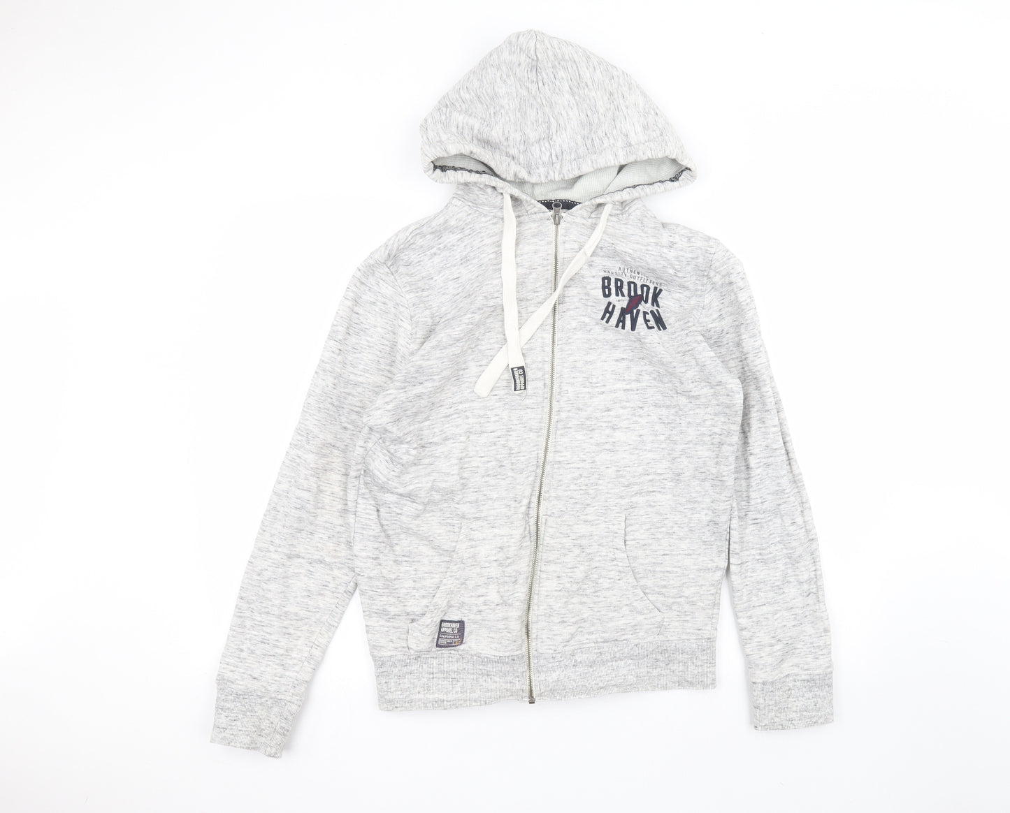 Brookhaven Mens White  Cotton Full Zip Hoodie Size M