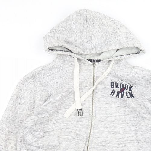 Brookhaven Mens White  Cotton Full Zip Hoodie Size M