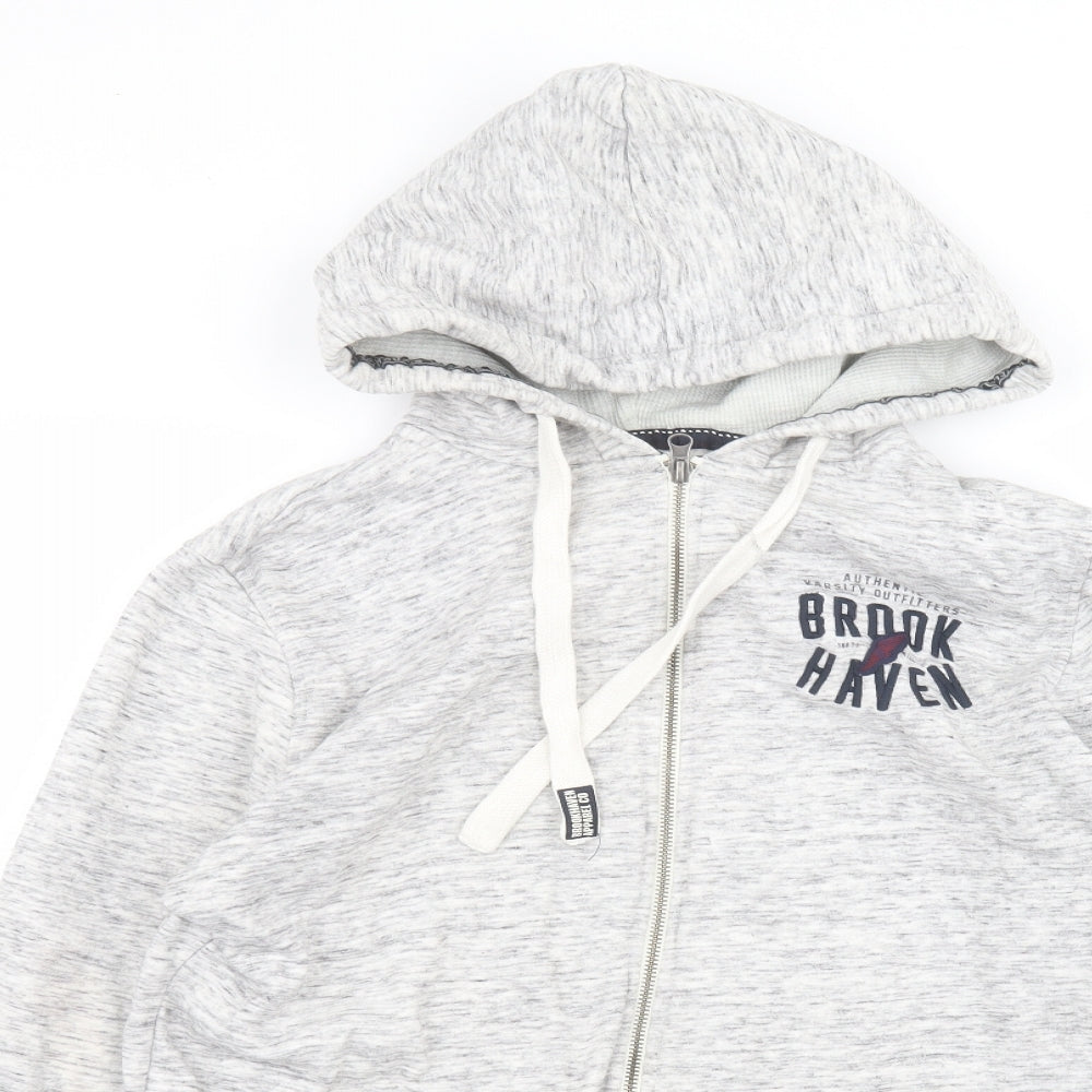 Brookhaven Mens White  Cotton Full Zip Hoodie Size M