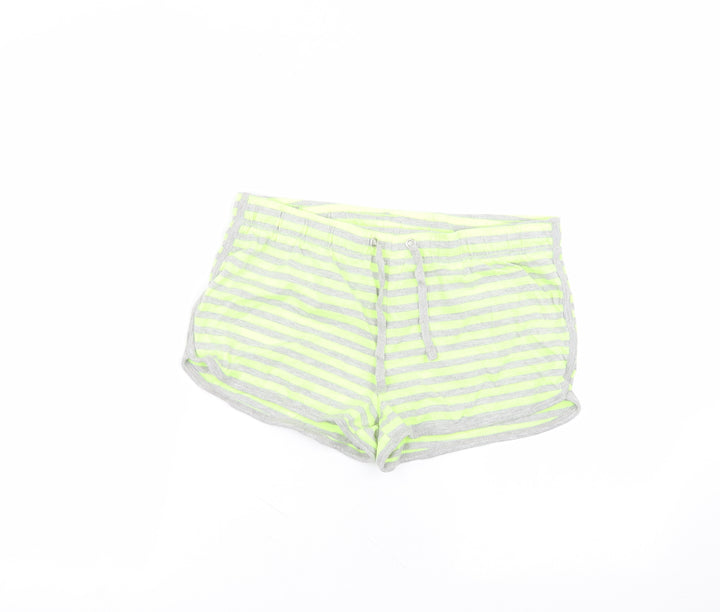 Atmosphere Womens Yellow Striped Cotton Hot Pants Shorts Size 12 Regular