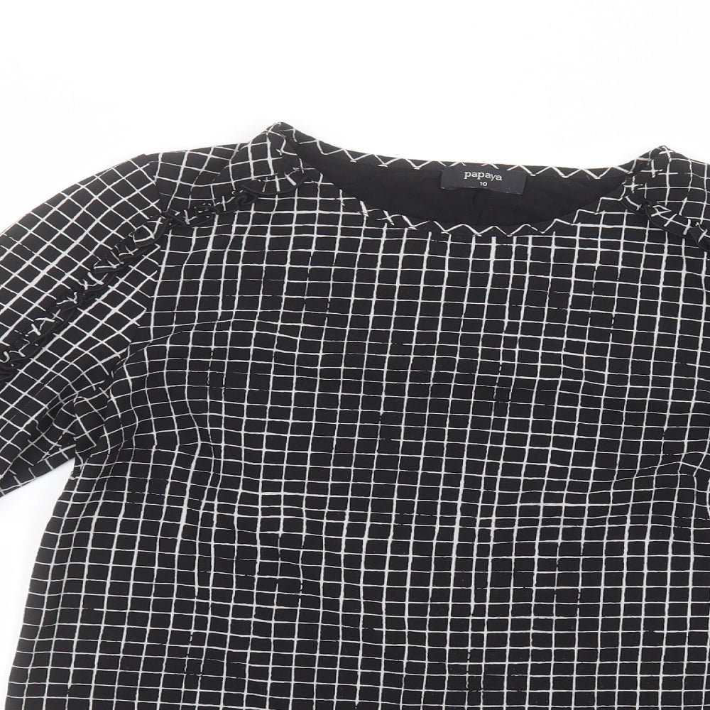 Matalan Womens Black  Polyester Basic T-Shirt Size 10 Round Neck