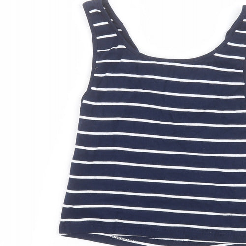 Primark Womens Blue Striped Cotton Basic T-Shirt Size M Round Neck