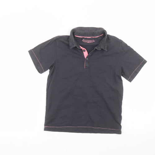 Marks and Spencer Girls Black  Cotton Basic Polo Size 7-8 Years Collared