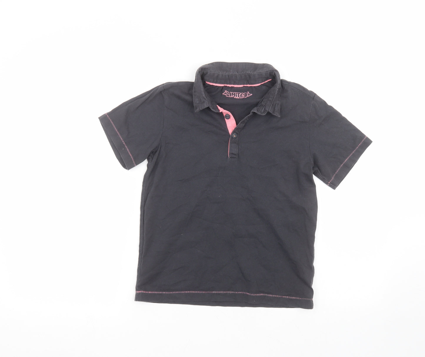 Marks and Spencer Girls Black  Cotton Basic Polo Size 7-8 Years Collared