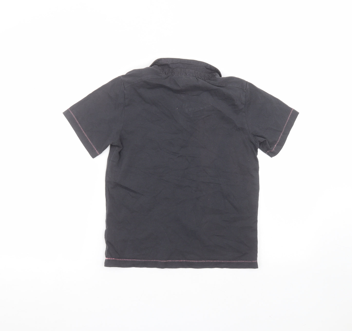 Marks and Spencer Girls Black  Cotton Basic Polo Size 7-8 Years Collared