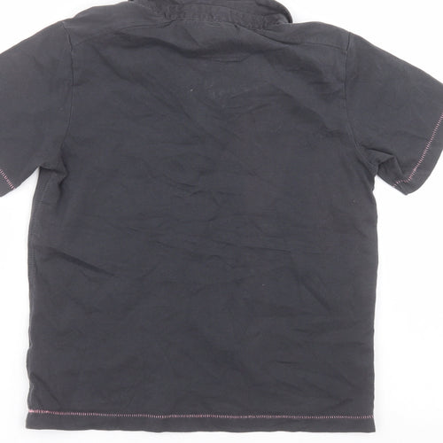 Marks and Spencer Girls Black  Cotton Basic Polo Size 7-8 Years Collared