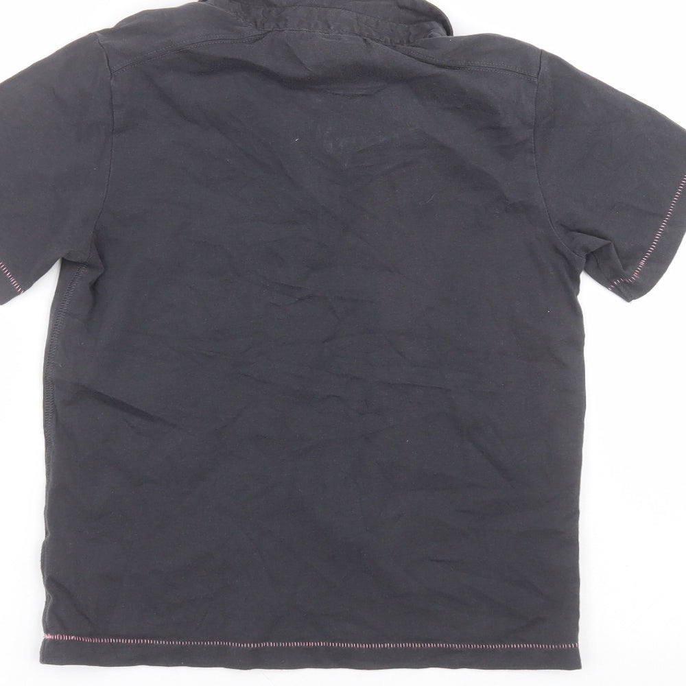 Marks and Spencer Girls Black  Cotton Basic Polo Size 7-8 Years Collared