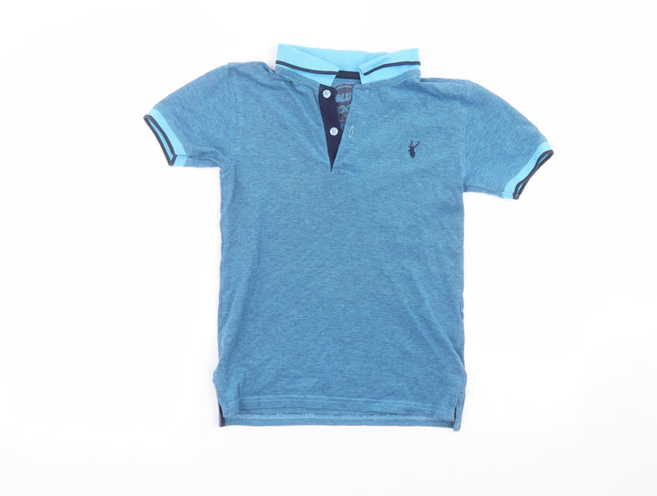Blue Zoo Girls Blue Cotton Basic Polo Size 8-9 Years Collared