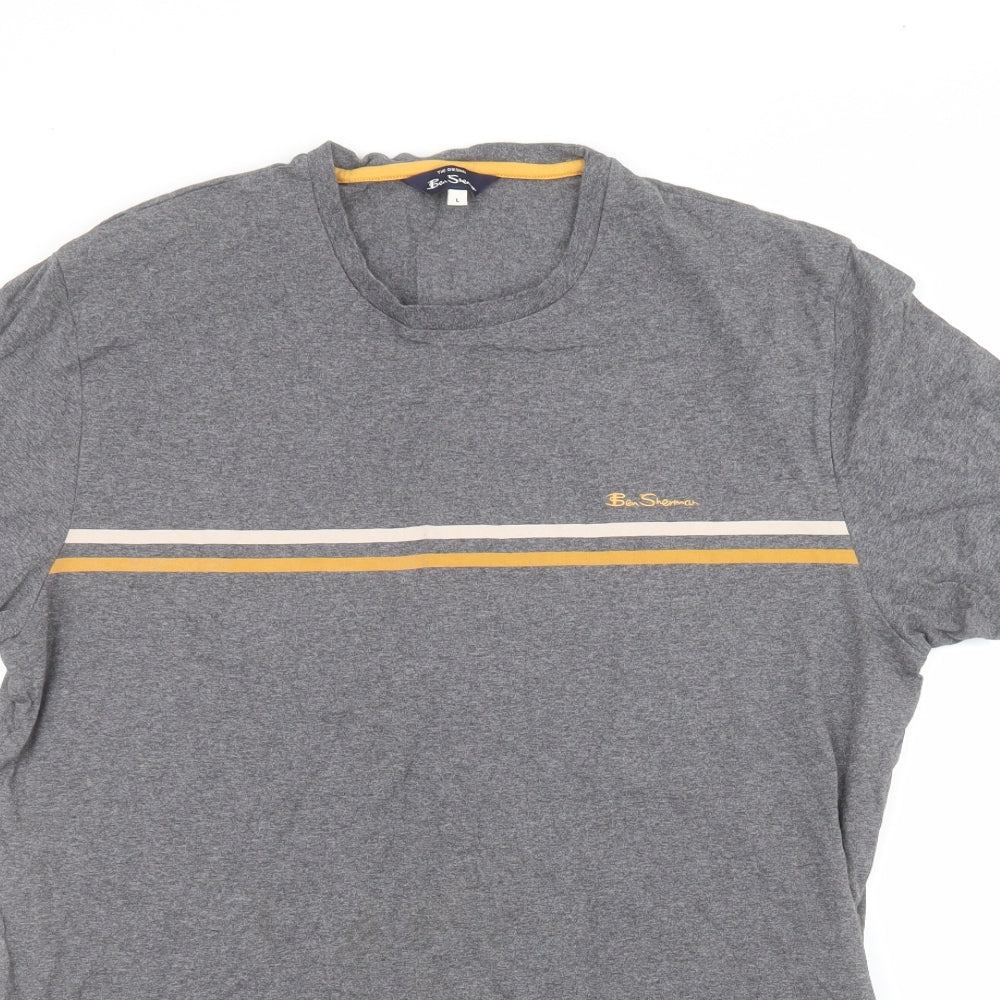 Ben Sherman Mens Black  Cotton  T-Shirt Size L Round Neck