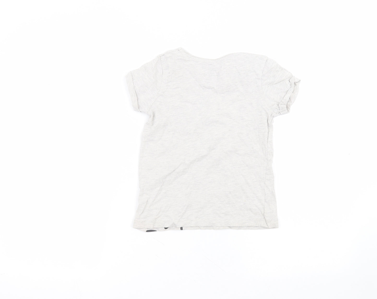 Primark Girls White  Cotton Basic T-Shirt Size 7-8 Years Round Neck  - Unicorn