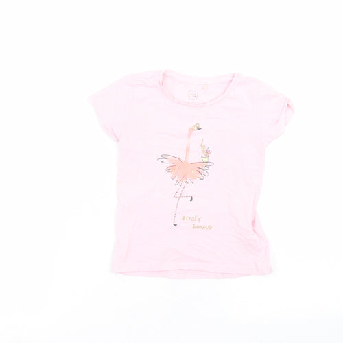 cool club Girls Pink  Cotton Basic T-Shirt Size 5 Years Round Neck