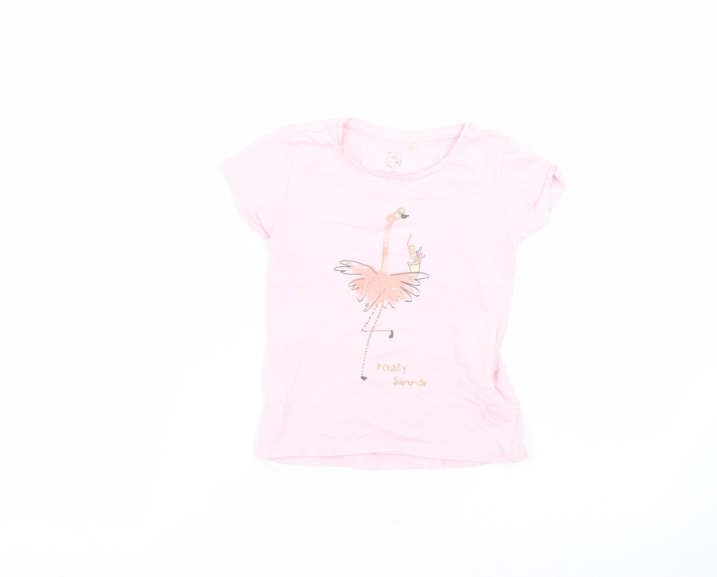 cool club Girls Pink  Cotton Basic T-Shirt Size 5 Years Round Neck
