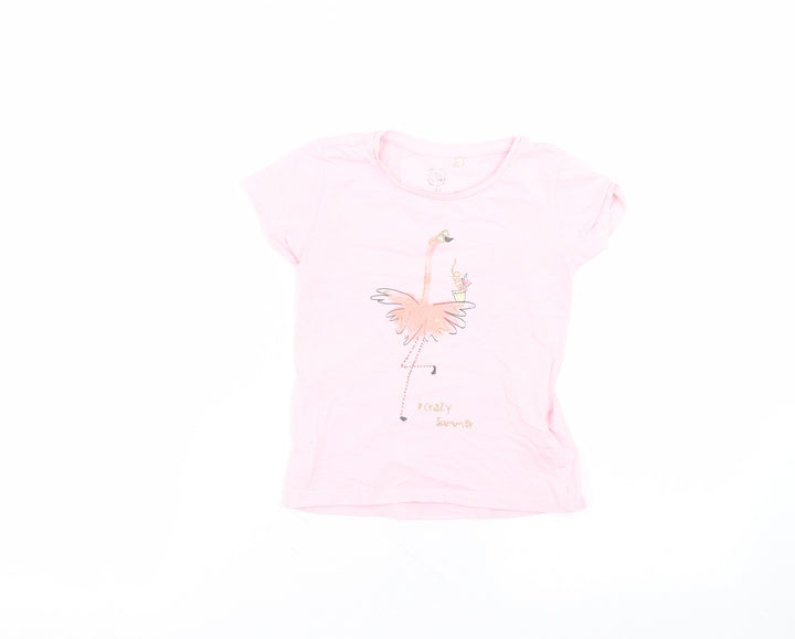 cool club Girls Pink  Cotton Basic T-Shirt Size 5 Years Round Neck
