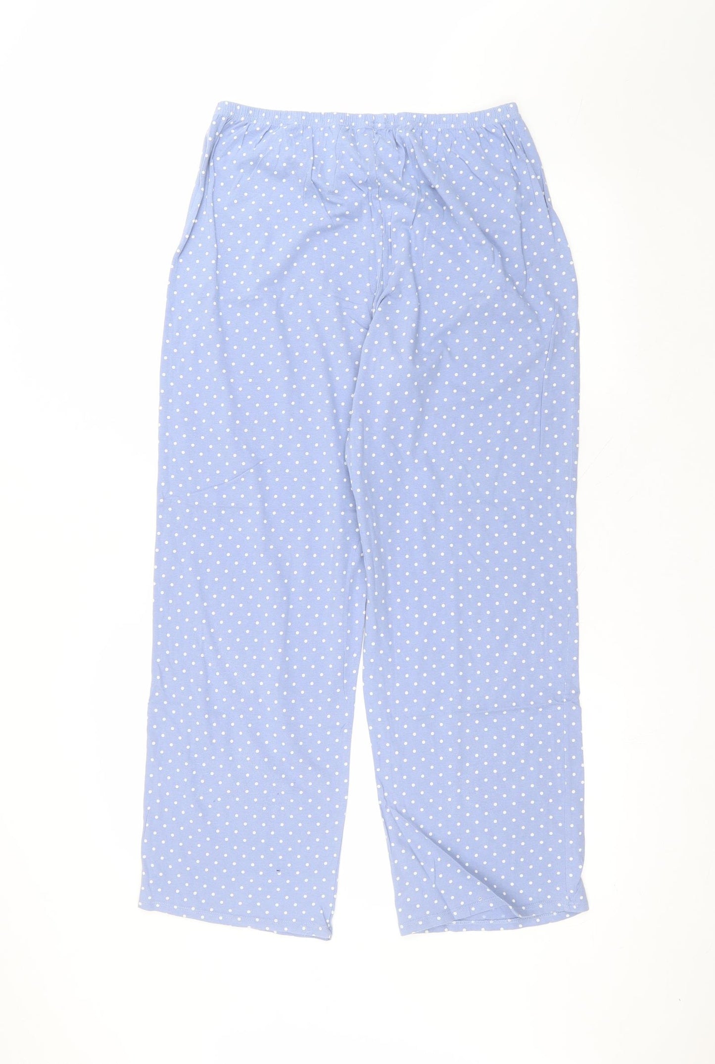 Marks and Spencer Womens Blue Polka Dot Cotton Trousers  Size 12 L26 in Regular