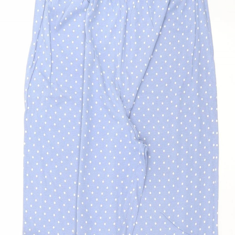 Marks and Spencer Womens Blue Polka Dot Cotton Trousers  Size 12 L26 in Regular