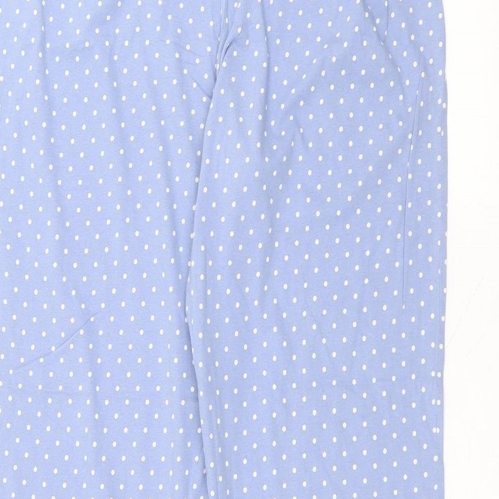Marks and Spencer Womens Blue Polka Dot Cotton Trousers  Size 12 L26 in Regular