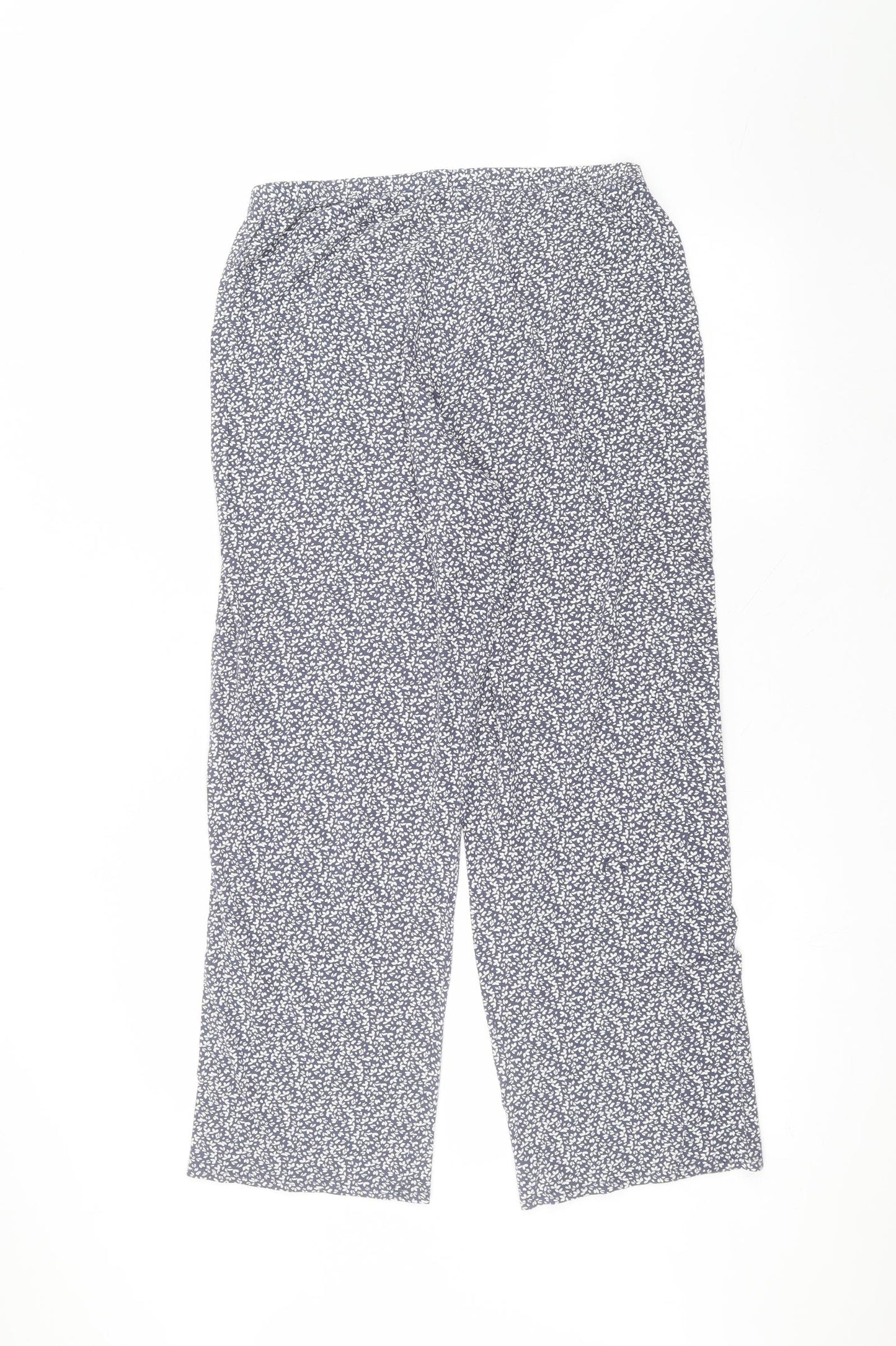 Marks and Spencer Womens Blue  Cotton Trousers  Size 12 L25 in Regular