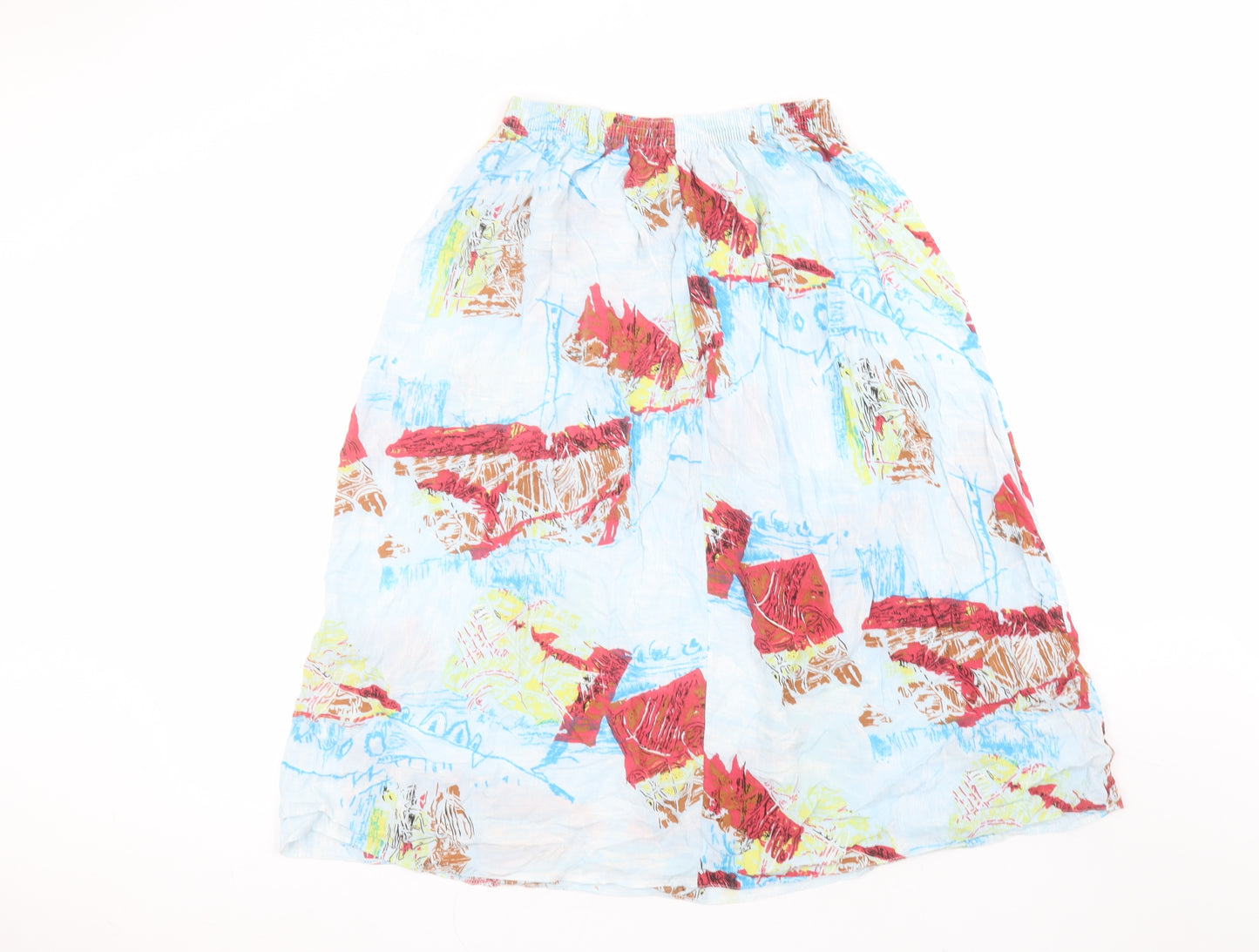 Preworn Womens Blue  Viscose A-Line Skirt Size 14