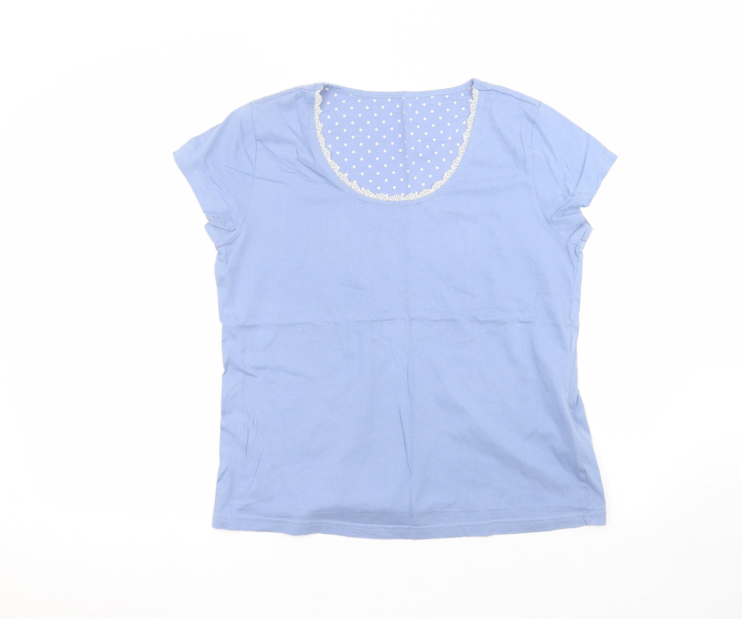 Marks and Spencer Womens Blue  Cotton Basic T-Shirt Size 12 Round Neck