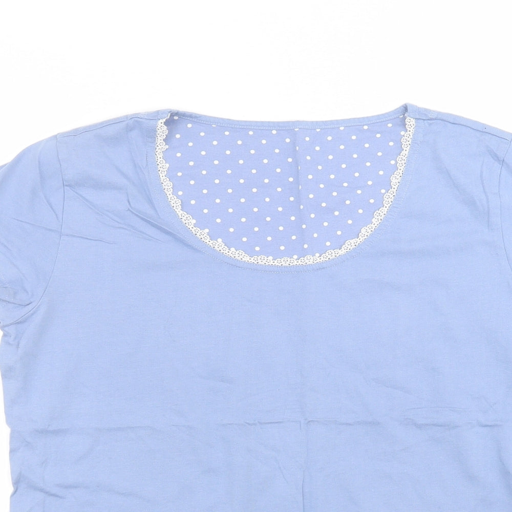 Marks and Spencer Womens Blue  Cotton Basic T-Shirt Size 12 Round Neck