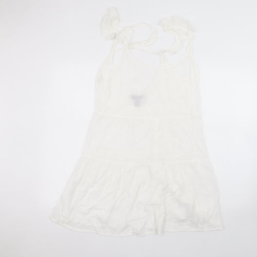 New Look Womens White  Viscose A-Line  Size M  Round Neck