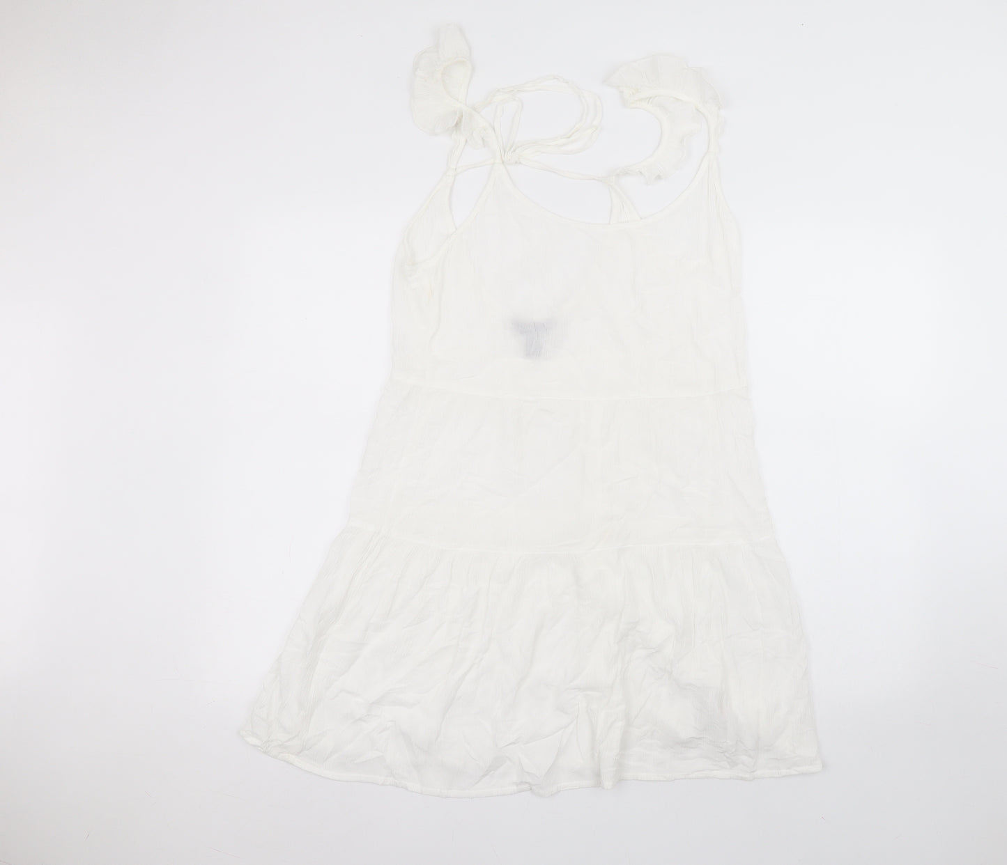New Look Womens White  Viscose A-Line  Size M  Round Neck