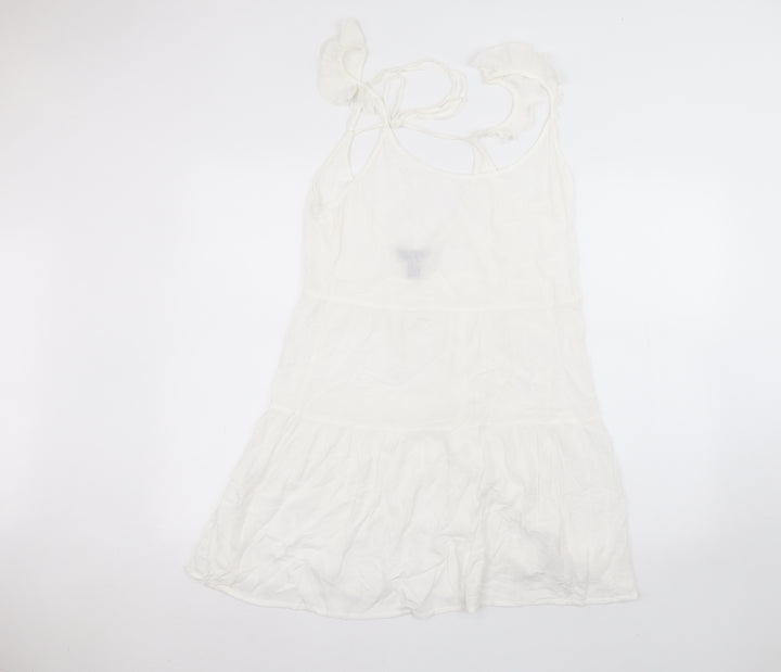 New Look Womens White  Viscose A-Line  Size M  Round Neck